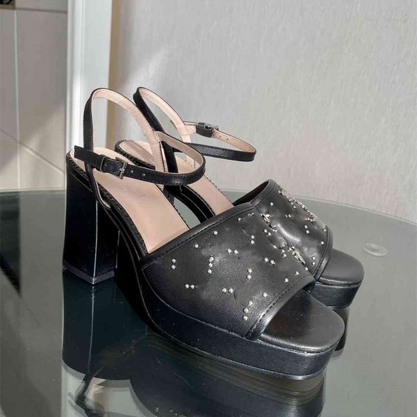 

womens high heels sandals open toe thick heel summer sandals designer fashion ggity formal wear elegant temperament office woman shoes g8d, Black