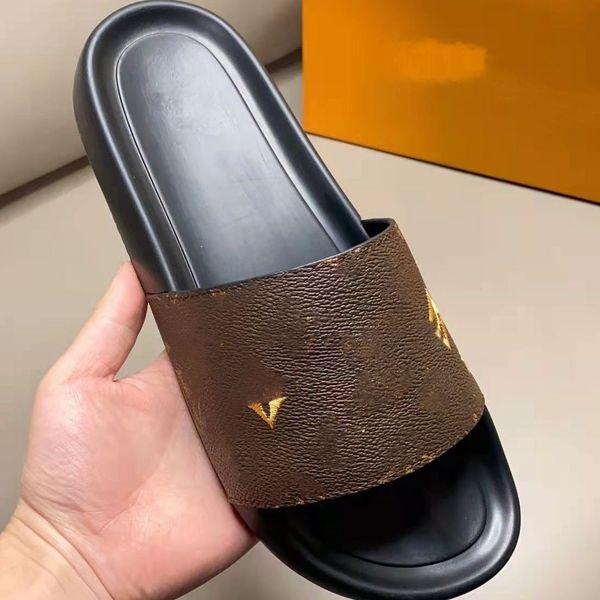 

designer embroidered letter slippers luxury brand couple print thick outer wear no-slip beach shoes summer youth men holiday sandals women f, Black