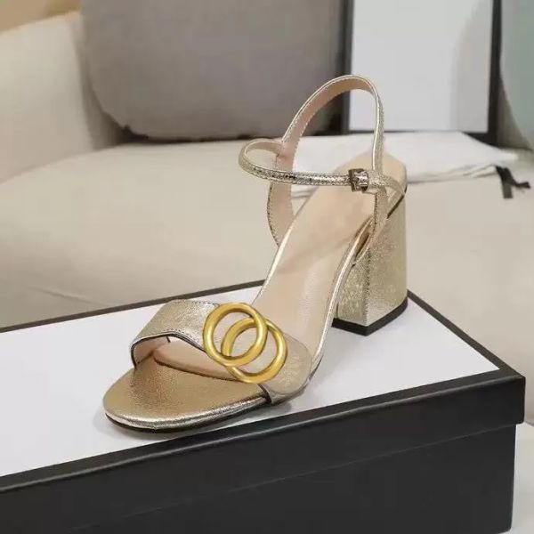 

classic sandals designer high heeled shoes fashion 100% leather women dance shoe heels suede lady metal belt buckle thick heel woman, Black