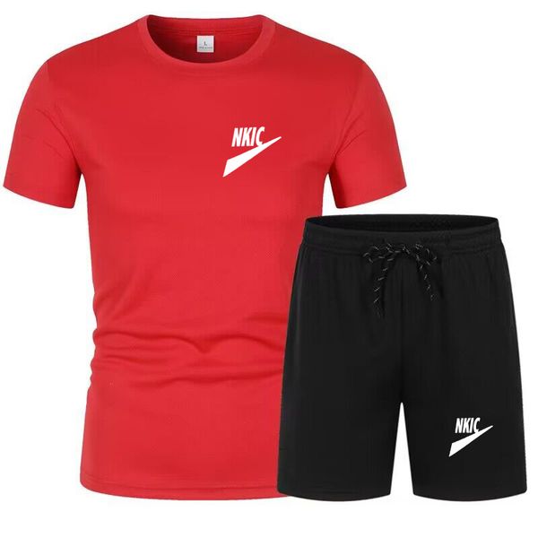 

summer men's tracksuits fashion sportswear jogging t shirt suit street beach shorts t shirt sports ball suit casual suit men's sui, Gray
