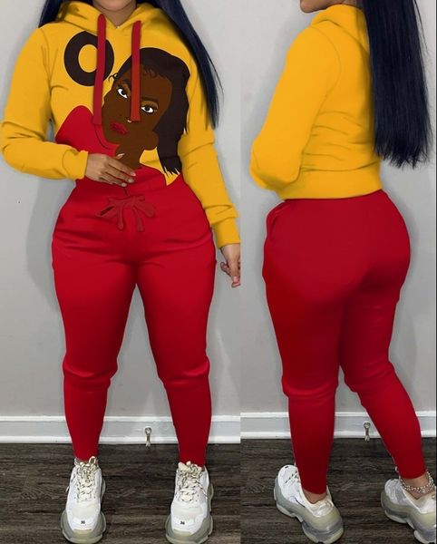 

women's two piece pants set s outifits figure print long sleeve hoodie drawstring set casual sporty sweatpants sweatshirt 230303, White