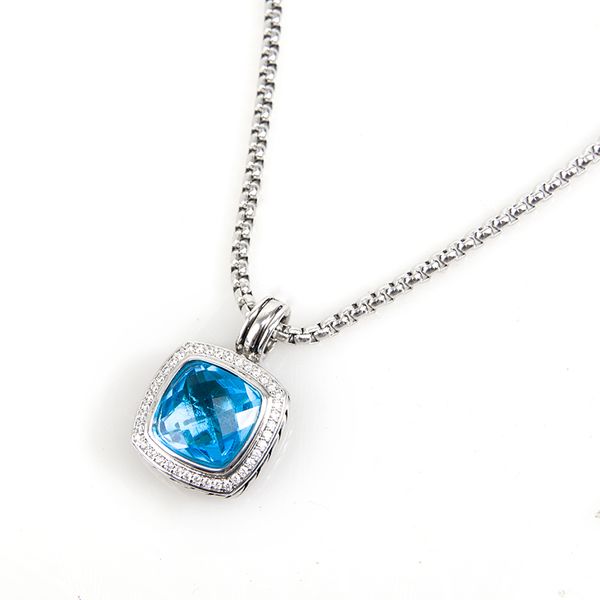 

women necklace blue z zircon pendant necklace for women fashion copper jewelry banquent accessories gift, Silver