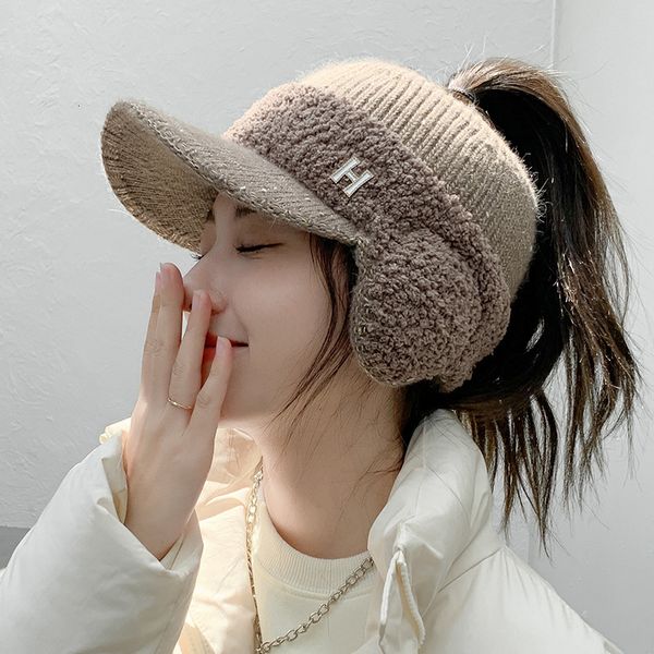 

ball caps cntang fashion trend with earflaps empty baseball caps lambswool knitted women's hat autumn winter thicker warm cap 230306, Blue;gray