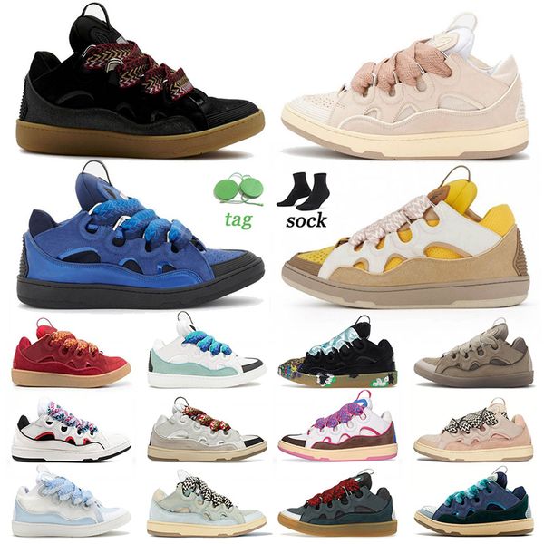 

designer casual shoes leather curb dress shoes men women sneakers beige yellow black pink racer blue triple black triple white grey dark gre