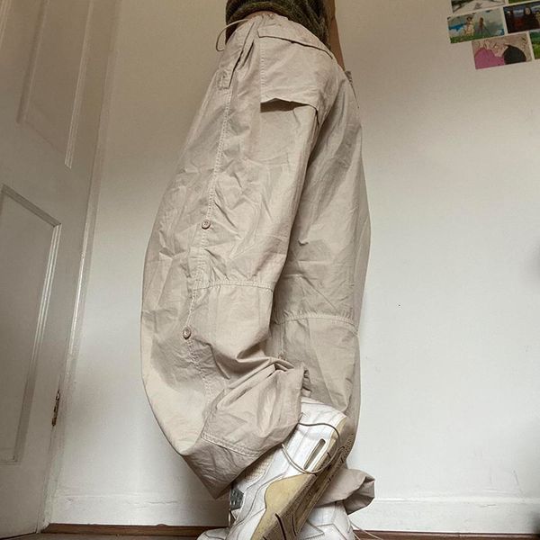 

women's pants capris women casual joggers tech pants oversized solid low waist drawstring baggy trousers y2k fashion wide leg cargo pan, Black;white
