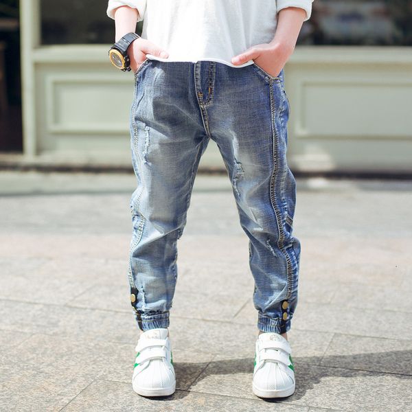 

jeans kids jeans fashion spring autumn boys denim pants children clothing 4 6 7 8 9 10 11 12 13 years baby boy casual cowboy trousers 230306, Blue