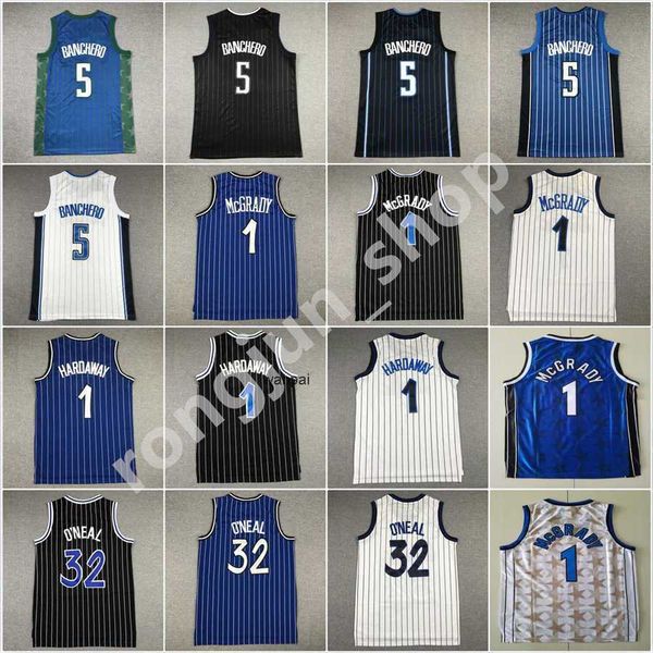 

2022-23 basketball tracy mcgrady penny 1 hardaway paolo 5 banchero jersey stitched and embroidery blue white black mens shirts, Black;red