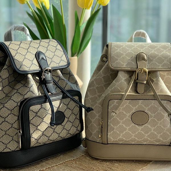 

Luxury Designer 2023 backpack Unisex Brand Double straps fashion bag backpacks Leather Bags for Lady Plaid Purses, Black