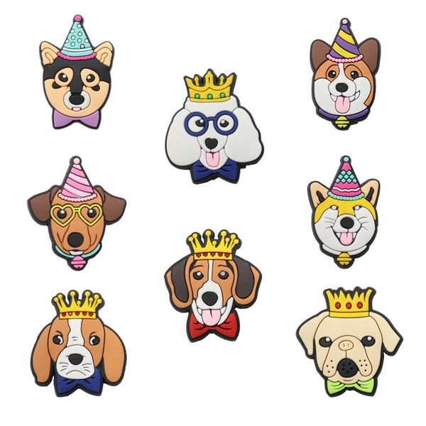 

wholesale 100pcs dogs animals lovely pvc shoe designer decorations buckle for croc jibz button clog birthday gifts, White;pink
