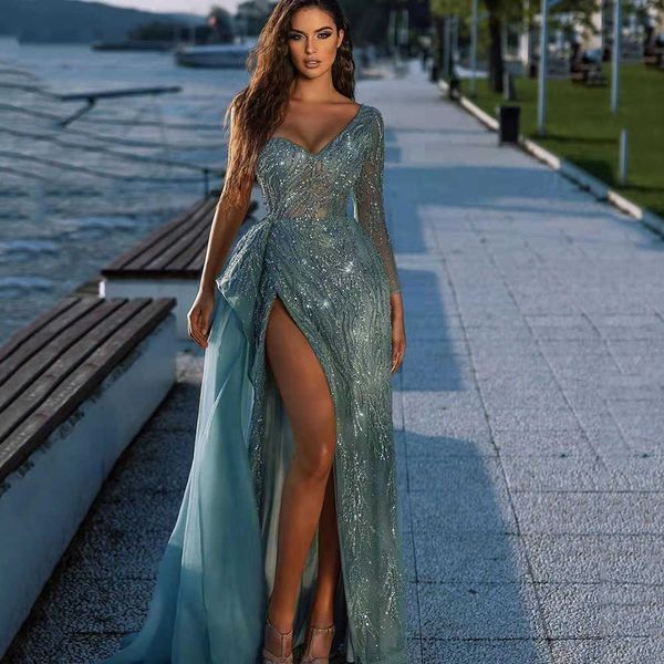 

party dresses spring and summer 2023 new women's banquet evening dress sequin split host party dress t230303, White;black
