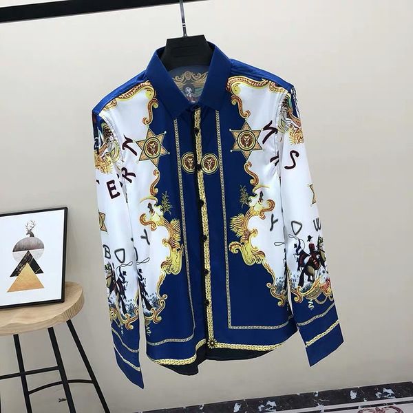 

men's casual shirts shirt men's long sleeve spring trend casual handsome printing slim korean shirt 230306, White;black