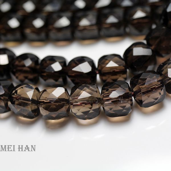 

beaded necklaces meihan natural 8*8 mm smoky quartz faceted cube loose gemstone beads for jewelry making diy design 230306, Silver