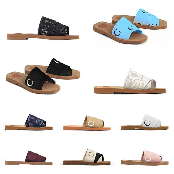 

original woody flat mules slides sandals men women slippers 36-42 pink black canvas square toe lace embroidery snake mens summer sandal fash