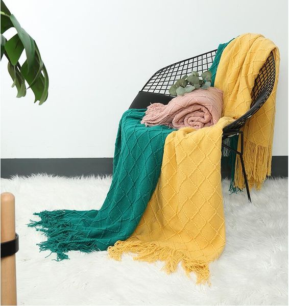 

knitted tassel blankets sofa cover blanket single office solid air conditioning blankets nap bedroom warp gift bedspreads couch sofa snuggle