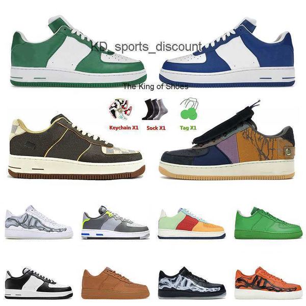 

2023 og 1snew quality 2023 skate 1 running shoes low cut for mens women off sneakers cactus jack x ts brooklyn airforce one af1 sports train, Black;pink