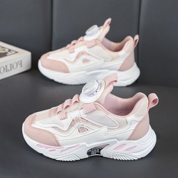 

2023 fashion ale children's shoes pink gray red black green spring rotating button breathable mesh casual shoes sneakers color74