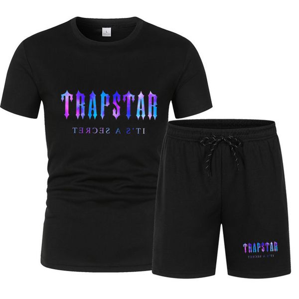 

men's tracksuits trapstar summer men's sets tshirtshorts twopiece set leisure sports breathable jogging fitness daily shopping clo, Gray