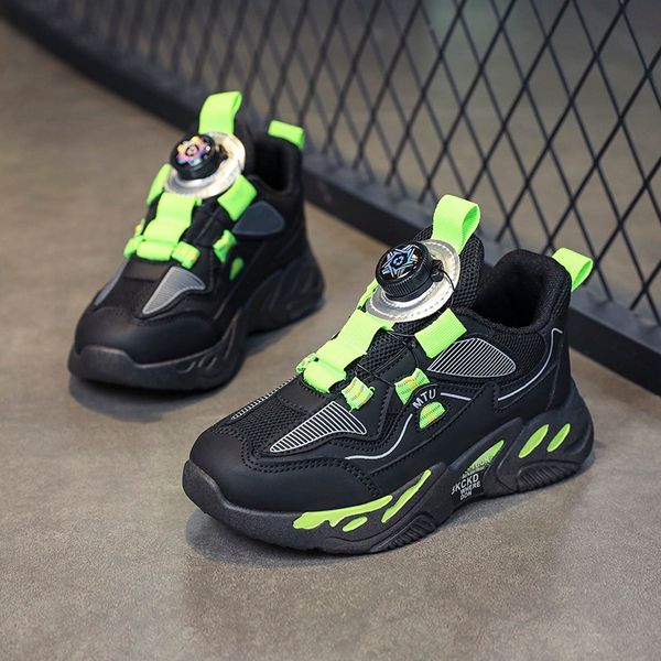

2023 fashion ale children's shoes pink gray red black green spring rotating button breathable mesh casual shoes sneakers color65