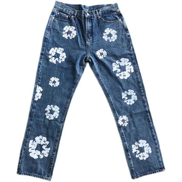 

designers men jean denim trousers flower print pants track pants streetwear straight casual men and women trousers for men2rhd, Blue