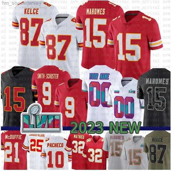 

football jersey kansas''city''chiefs''15 patrick mahomes 10 isiah pacheco 24 skyy moore 11 marquez valdes-scan, Black;red