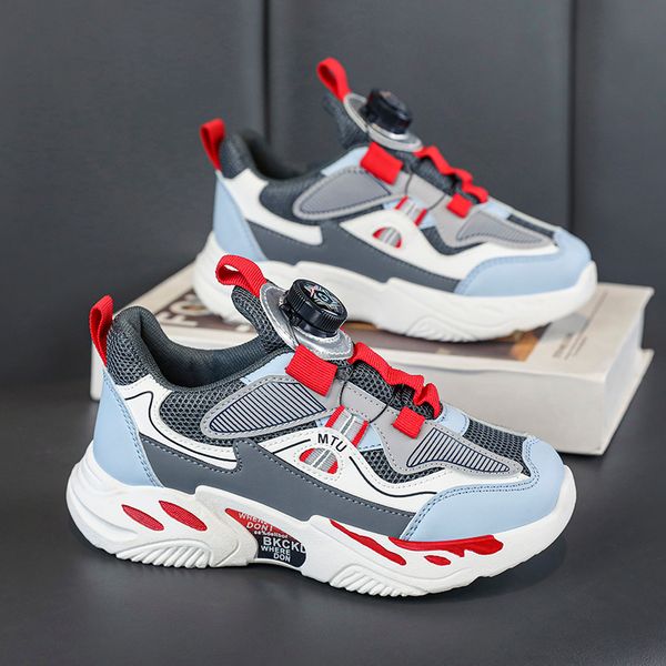 

2023 fashion ale children's shoes pink gray red black green spring rotating button breathable mesh casual shoes sneakers color17