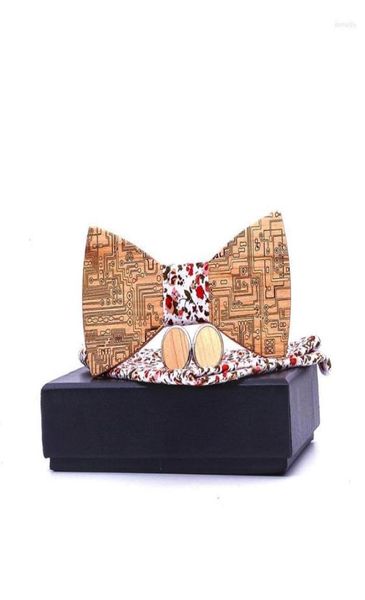 

bow ties novelty wooden mens shirt skinny wood bowties handkerchief cufflinks set butterfly women cravat neck donn229416112, Black;gray