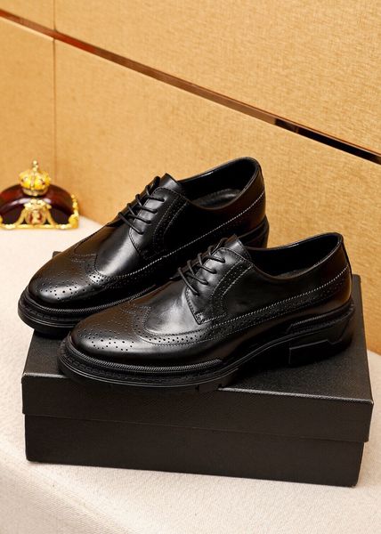 

2023 mens dress shoes brand formal genuine leather oxfords male casual platform classic business flats size 38-45, Black