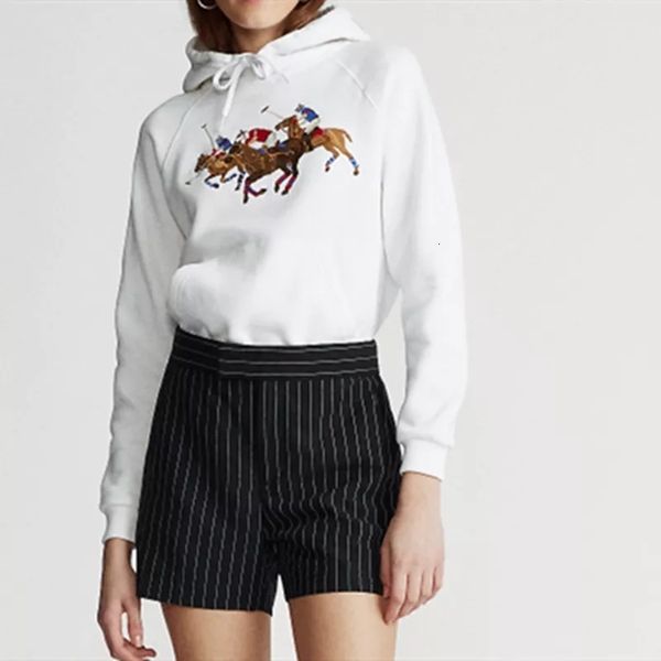

women's hoodies sweatshirts autumn winter women cotton pullover rugby sportswear fashion hooded casual streetwear small horse embroider, Black