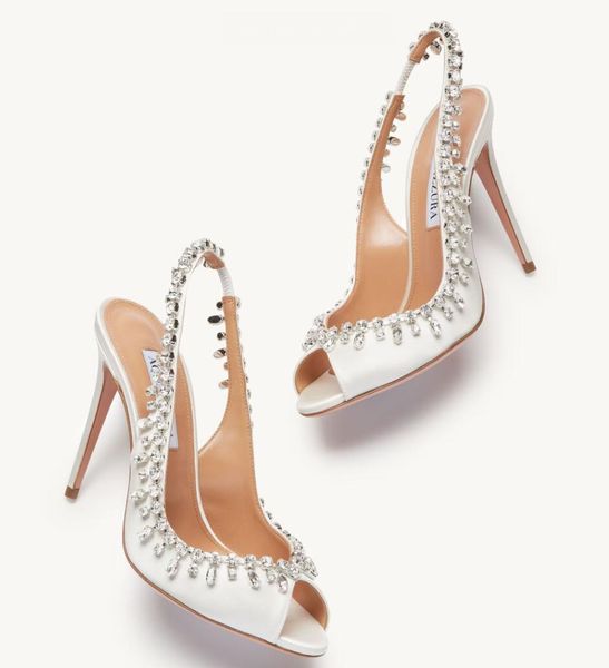 

perfect summer temptation sandals shoes women crystal-embellished metallic leather & pvc slingback party wedding peep toe pumps, Black