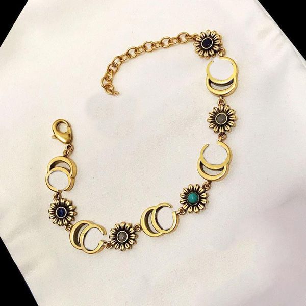 

hip hop diamond men bracelet homme colorful beads letter daisy flowers charm vintage bangle for womens plated gold luxuries bracelets zb028, Golden;silver