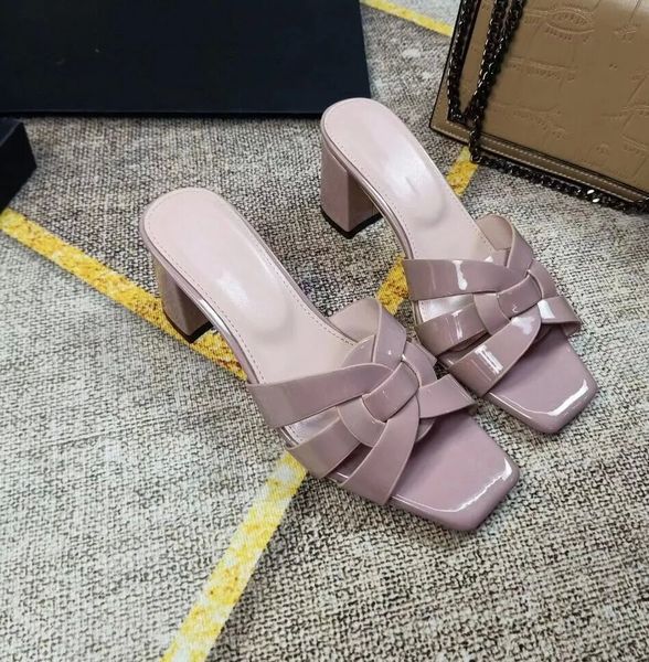 

design fashion women's sandals lacquer cross slippers leather thick heeled shoes 34-41 luxury atmosphere you are worth having, Black