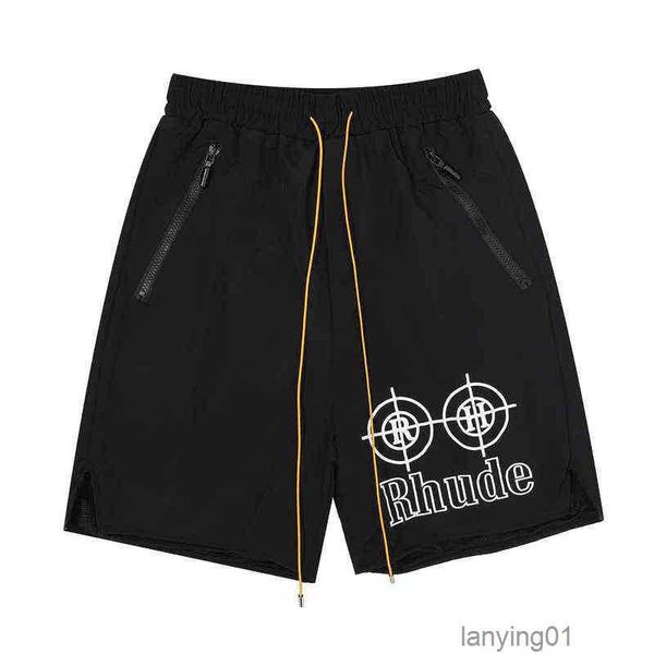 

black rhude designer shorts men tire printing breeches high-quality, White;black