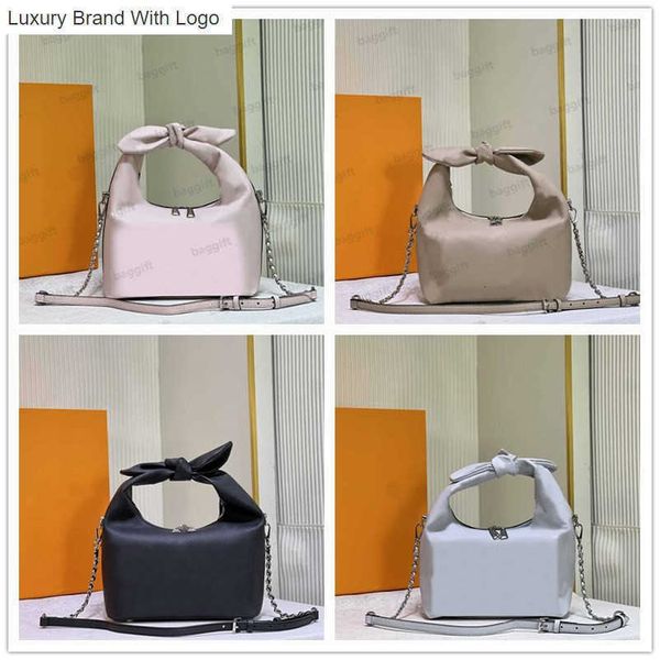 

l bag handbags luxury why knot pm bag perforated mahina leather shoulder hobo m20700 womens designer knottted handle totes braided chain cro, Black