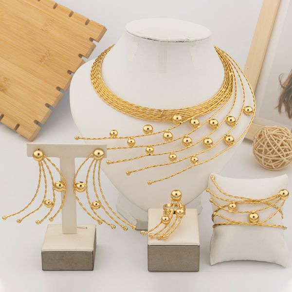 

wedding jewelry sets 18k gold plated for women brazilian necklace design earrings set italian expensive dubai bijoux femme 230306, Slivery;golden