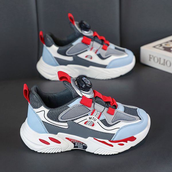 

2023 fashion ale children's shoes pink gray red black green spring rotating button breathable mesh casual shoes sneakers color8