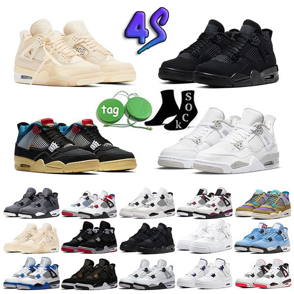

4 4s retro basketball shoes military black cat university blue sail white oreo red thunder bred cement midnight navy men women sports sneake