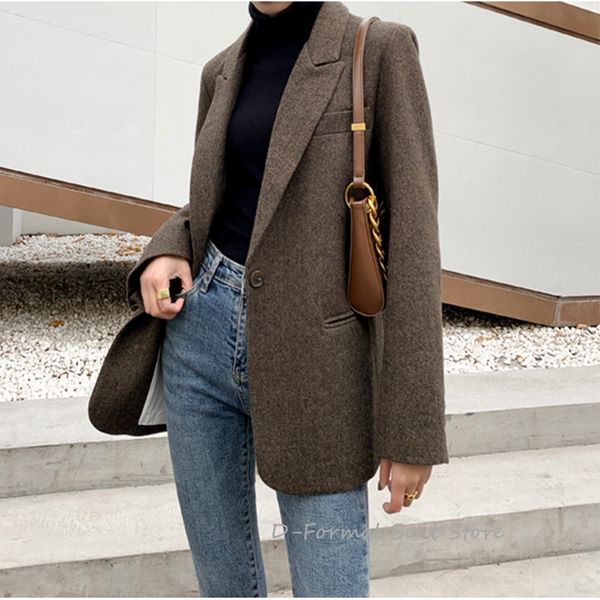 

women's suits blazers women autumn and winter casual temperament suit retro herringbone pattern suit jacket business blazer lady 230306, White;black
