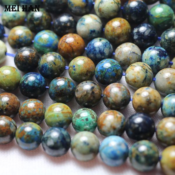 

beaded necklaces meihan 1 strandset 6mm 8mm natural phoenix chrysocolla lapis lazuli smooth round loose beads for jewelry making design diy, Silver