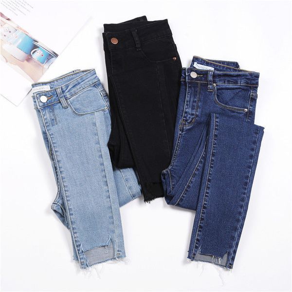 

women's jeans black color womens jeans donna stretch bottoms skinny pants for women casual trousers streetwear tassel jeans female deni, Blue