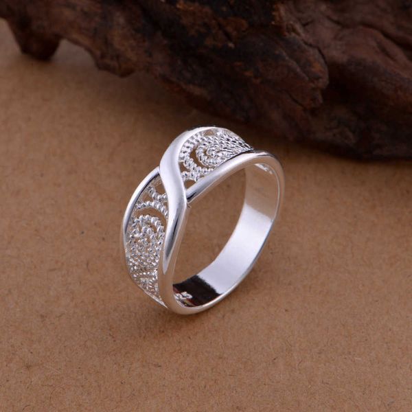 

cluster rings milangirl hollow flower ring high-end fashion weave pattern jewelry plated rings for women engagement ring l230306, Golden;silver