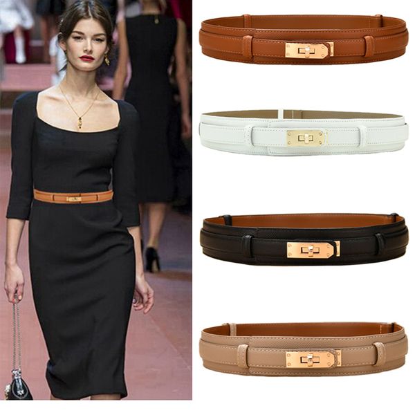 

belts western black white khaki caramel fashion women leather belt adjustable strap lock catch alloy buckle dress coat waist belt 230306, Black;brown