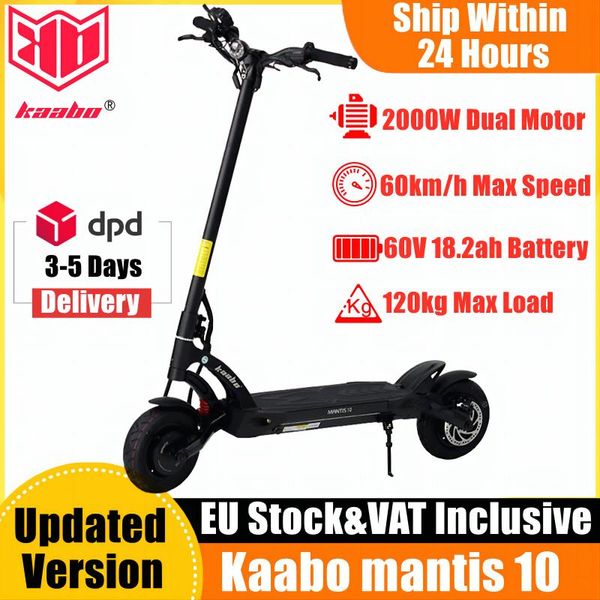

eu in stock original kaabo mantis 10 v2 kickscooter 2000w dual motor for adults 60v 18.2ah 65km/h speed smart electric scooters inclusive of