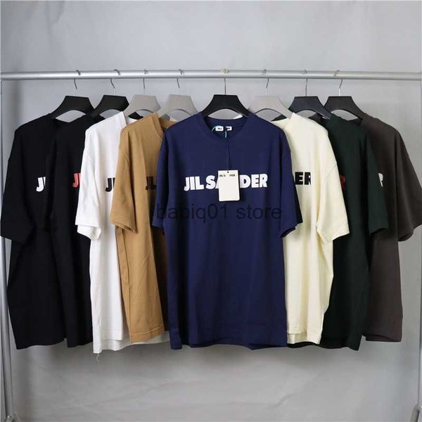 

men's t-shirts high-end jil basic letter printing loose version 300g cotton women's short-sleeved t230306, White;black