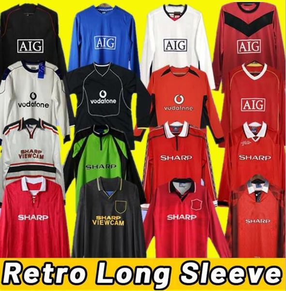 

long sleeve manchester retro soccer jerseys schmeichel giggs solskjaer scholes goalkeeper united man 90 92 94 96 98 99 00 02 04 06 07 08 09, Black;yellow