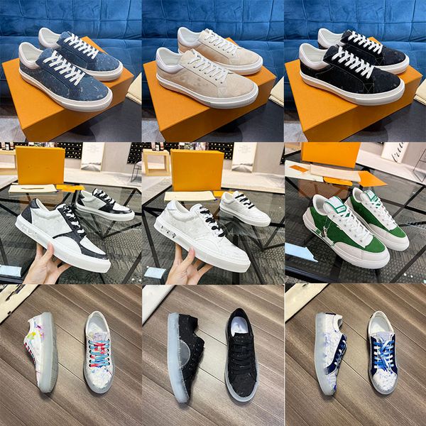 

designer men's casual shoes ollie tie dye sneakers bandana print monograms flowers luxurys brand trainers lace up low-cut sneaker rubbe, Black