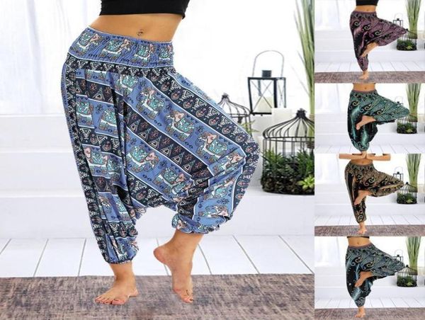 

yoga outfits womens loose pants 2021 boho print casual wide leg trousers sweatpants women summer plus size baggy harem pants14195520, White;red