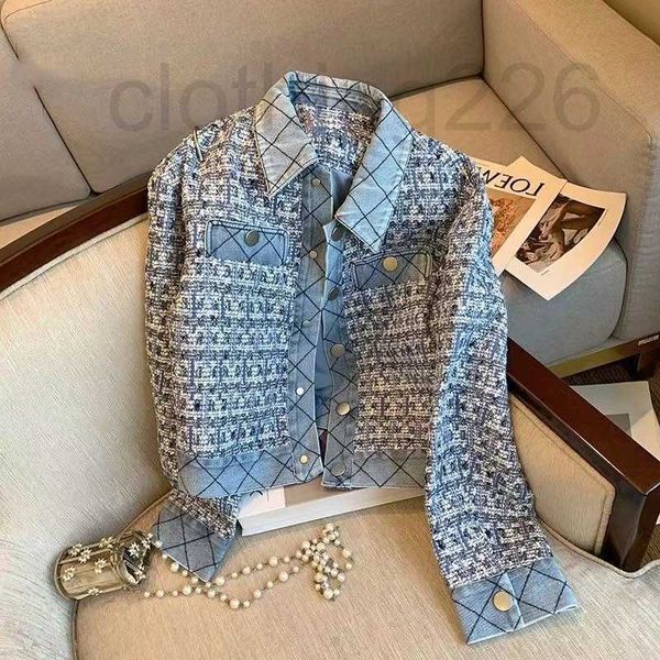 

designer lovefashion vintagegirl party brand personalized designer bicolor jacquard coat women's blue tweed ladies temperament short de, Black;brown