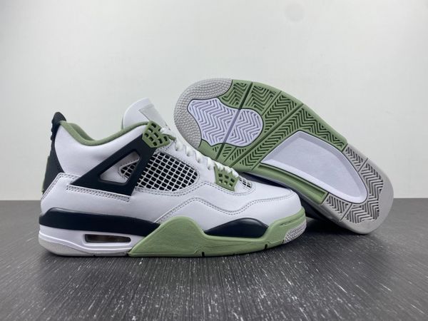 

jumpman 4 sretro basketball shoes man sneakers seafoam aq9129-103 with double box