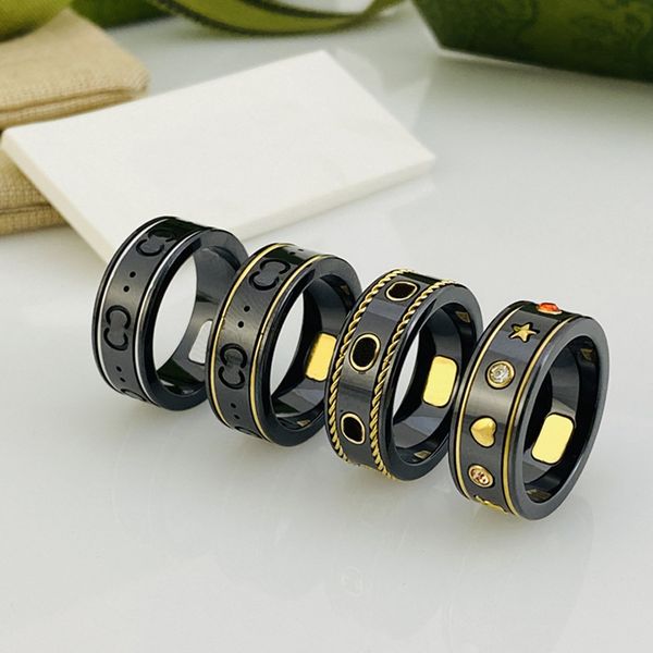 

brand letter ceramics ring for mens womens planet rings fashion designer extravagant brand letters ring jewelry women men wedding mens band, Silver
