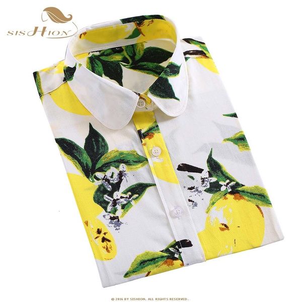 

women s blouses shirts sishion cotton shirt fashion vintage 5xl plus size lemon print blusas qy0442 floral long sleeve female 230303, White